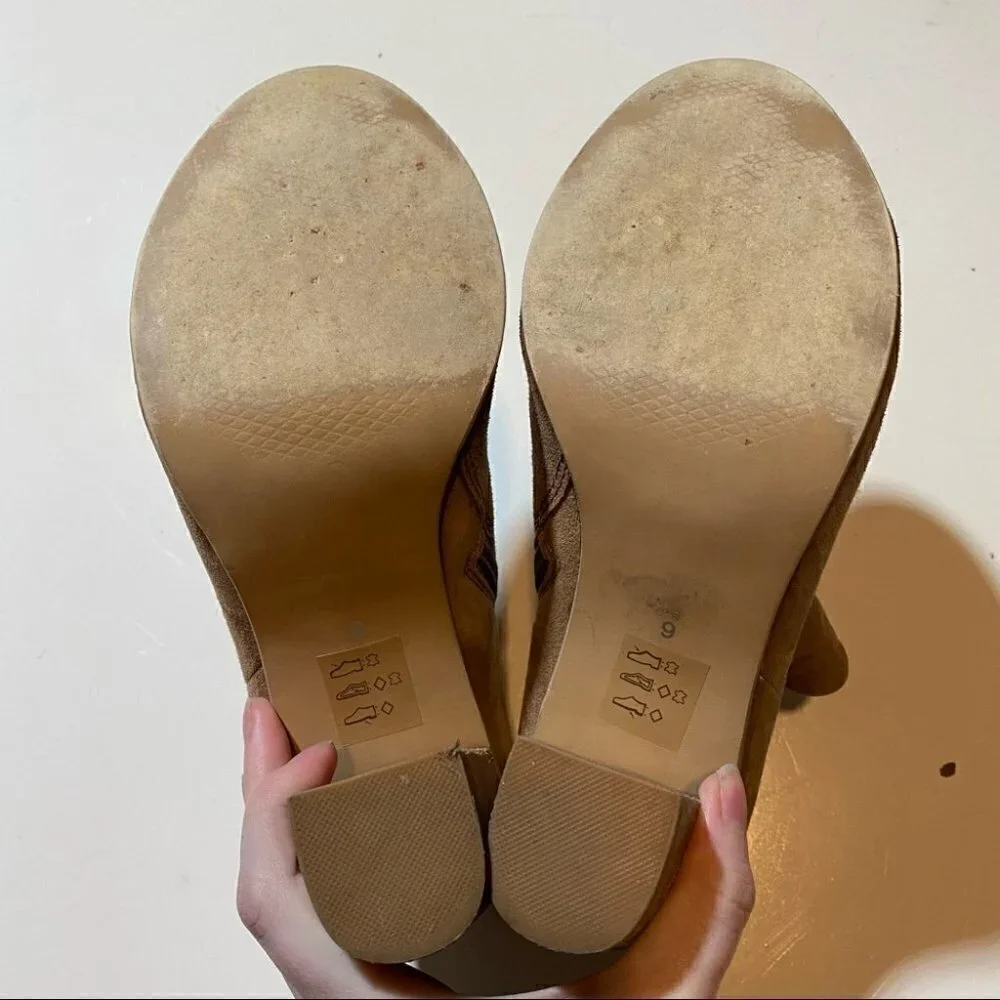 Steve Madden Penina Booties Taupe Suede Peep Toe